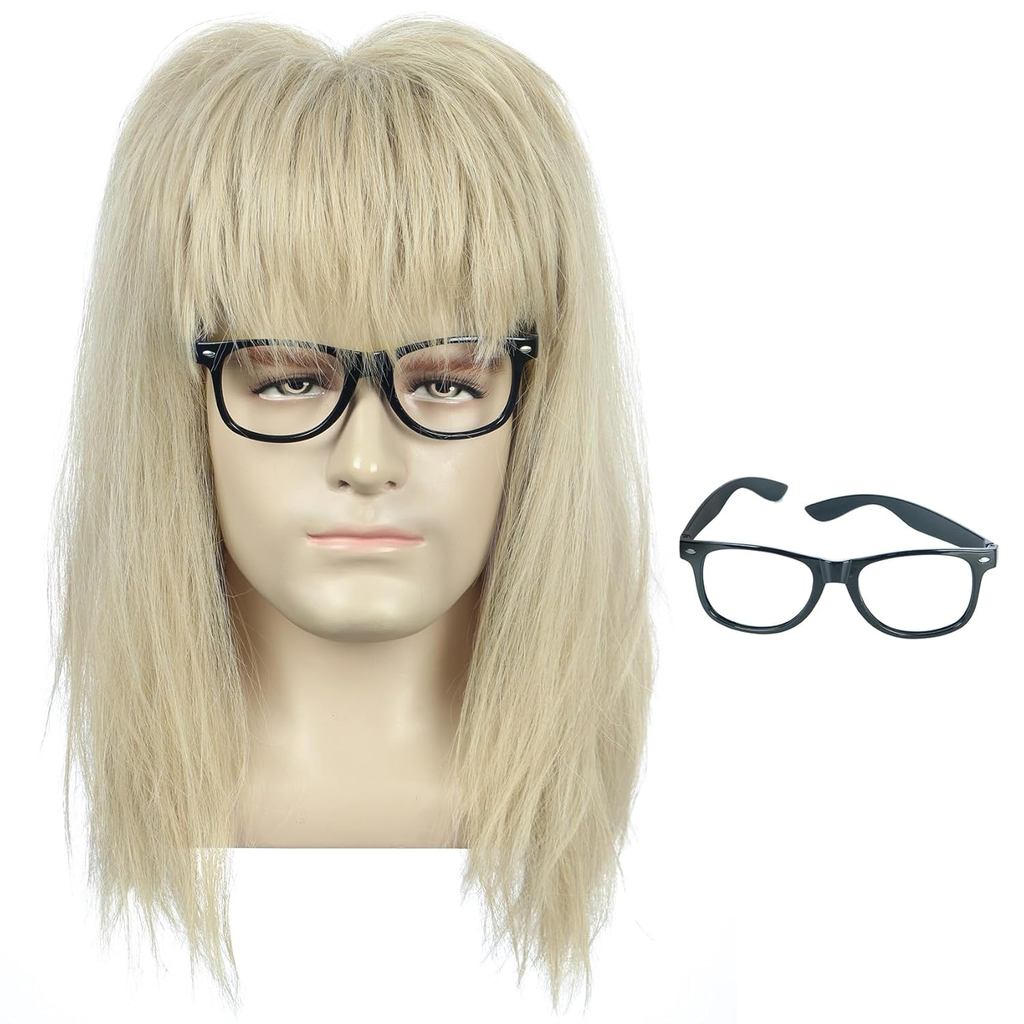 Peruca Mullet Loira Longa para Adultos Yuehong, Peruca Engraçada para Cosplay de Filme, Cabelo Sintético Resistente ao C