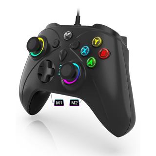UGAME Wired Controller for Xbox Series X|S, Black Gamepad works with Xbox One/PS4/Switch/PC with RGB Lighting, Turbo, Ba