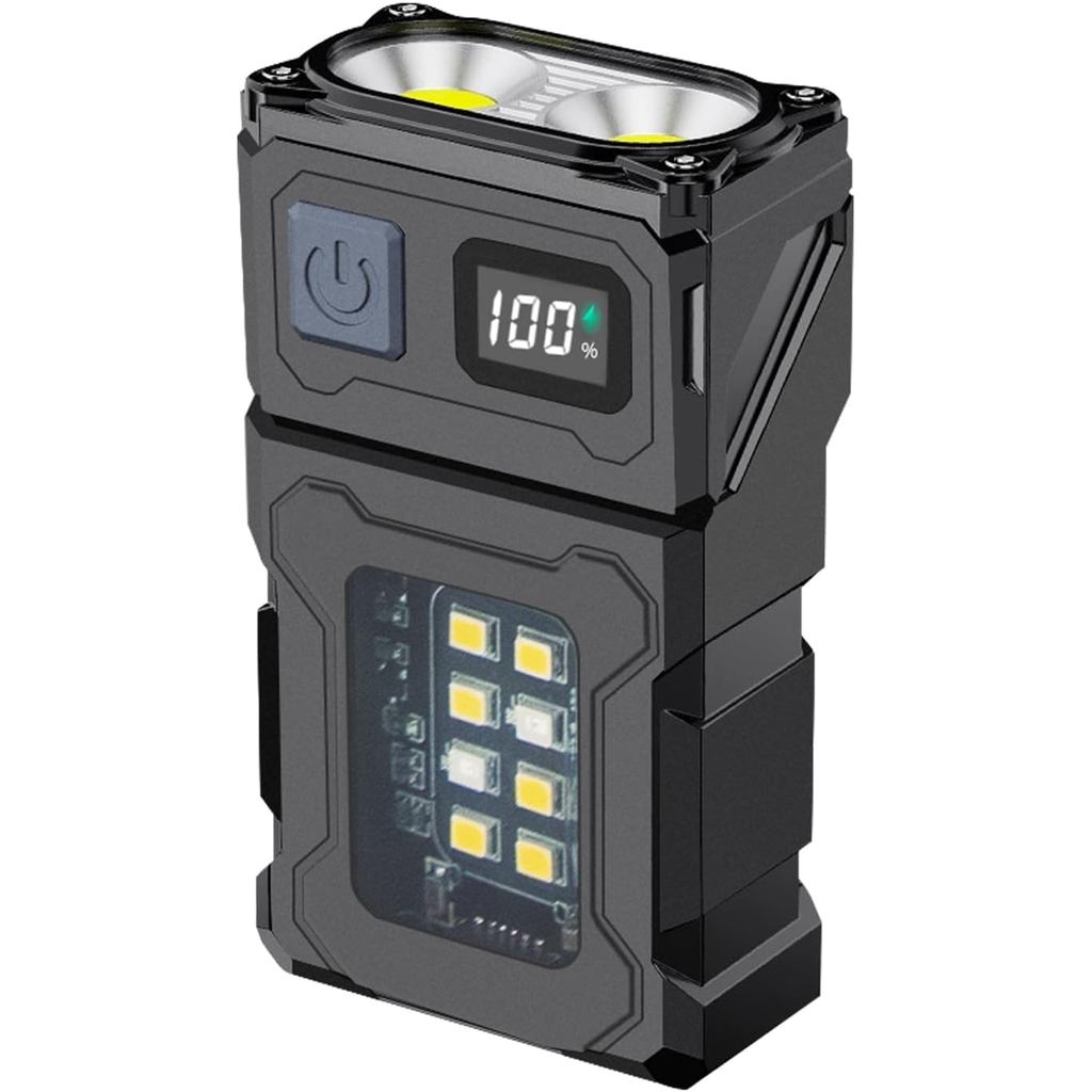 Lanterna de Chaveiro de Alto Lúmen, Lanterna EDC Recarregável de 850 Lúmens com Clipe Traseiro, Pequena Lanterna LED Mag