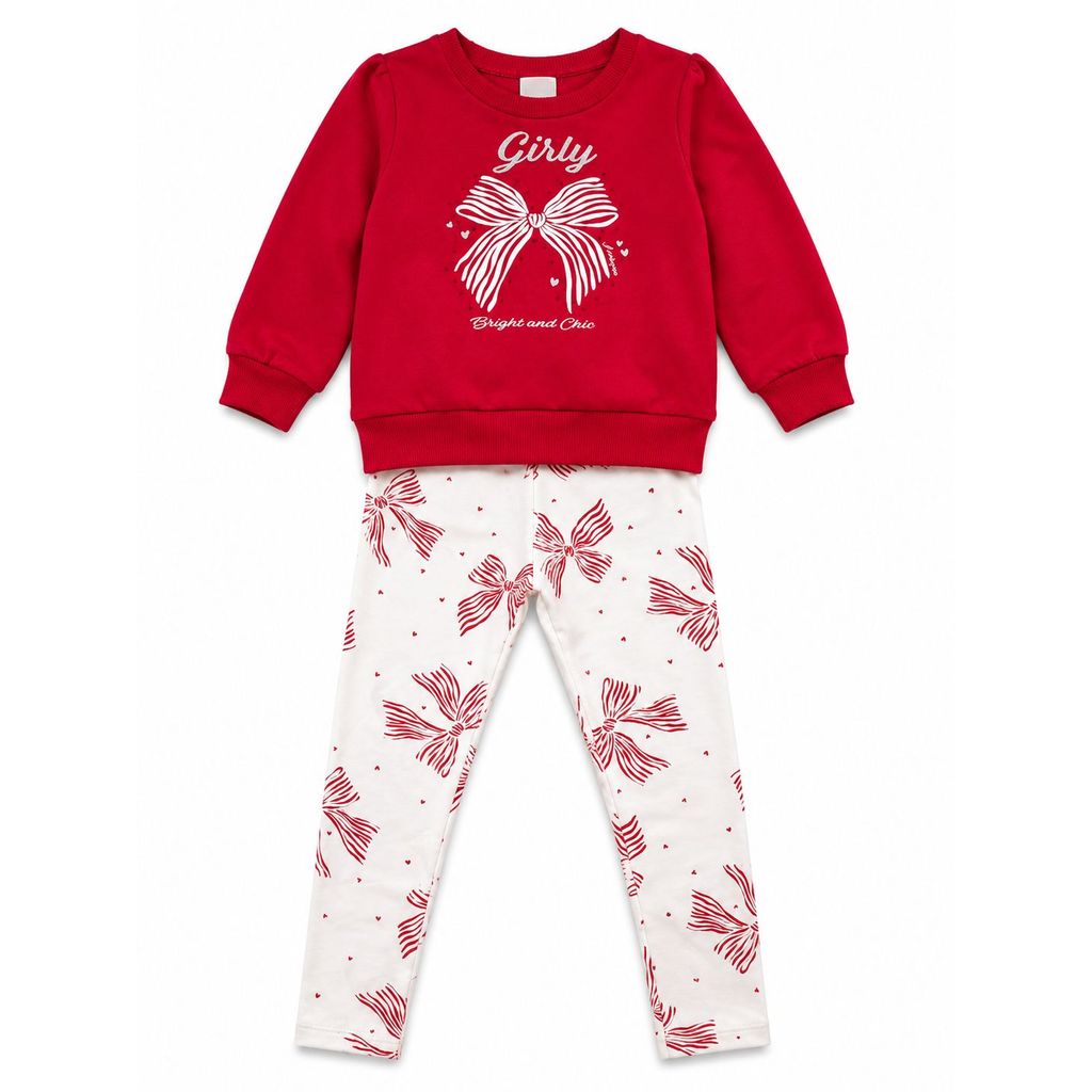 Conjunto Infantil Moletom Menina Alakazoo Laços Vermelho Tam 6