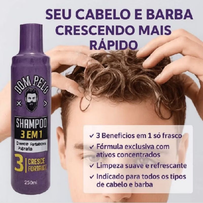 Shampoo Dom Pelo 3 em 1 Cresce Fortalece e Hidrata 250ml