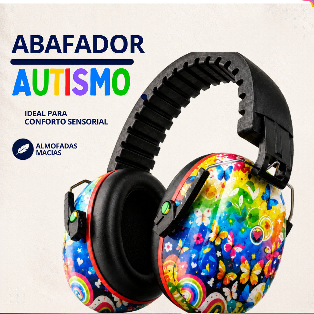 Abafador de Ouvido Autismo Variado Ajustável Com Almofada Macia Anti Ruído