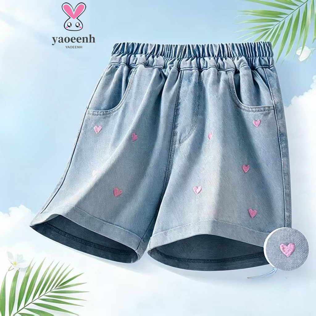 120-170CM meninas algodão Denim Shorts médio grande crianças estilo fino moda versão coreana All-Match cintura alta calç
