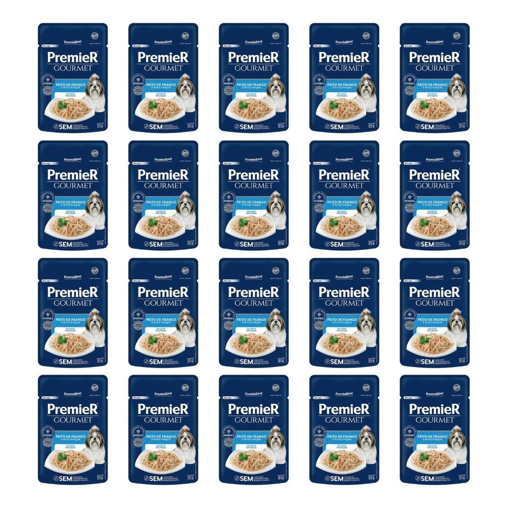 Kit 20 Sachê Premier Gourmet Cães Adultos Pequeno Frango 85g