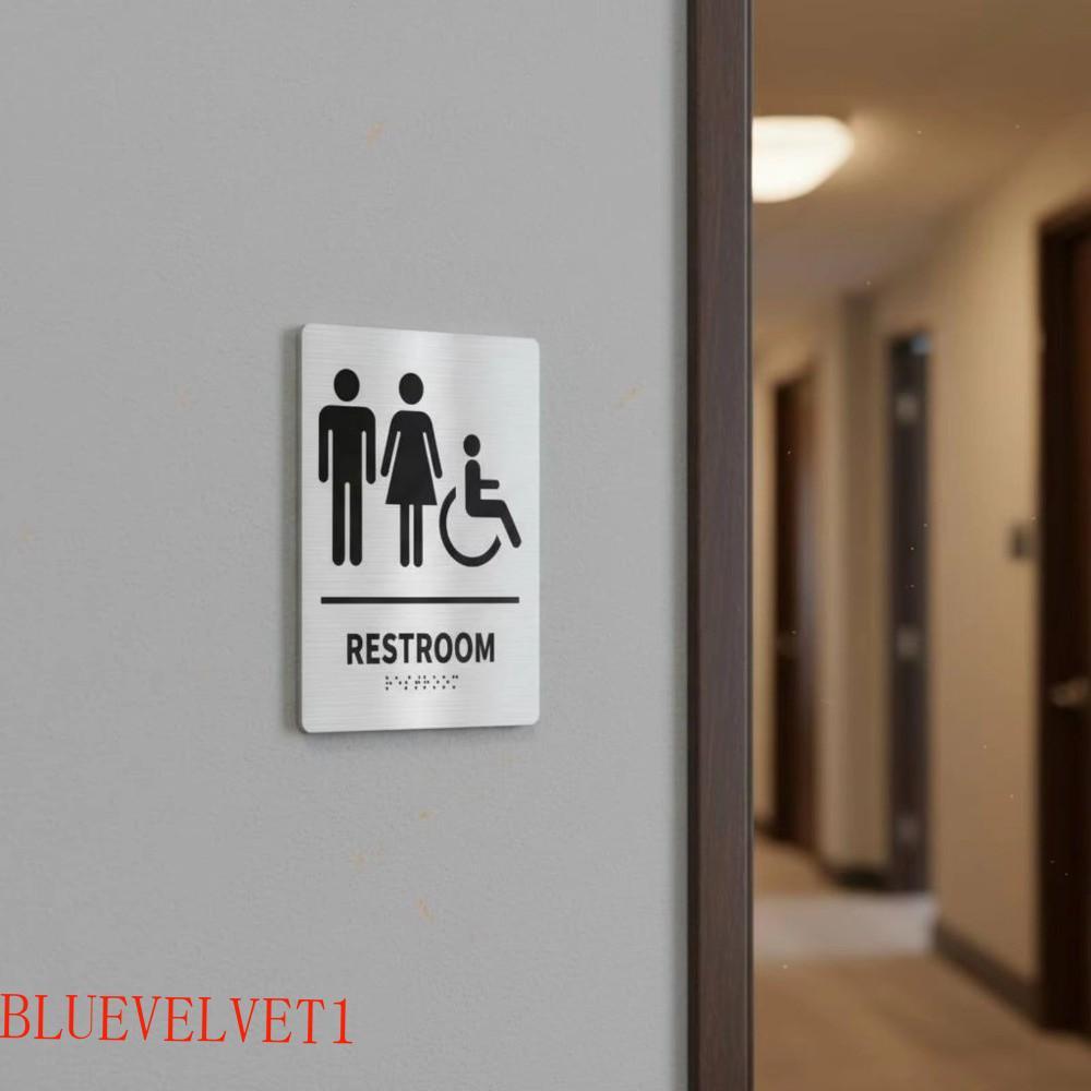 Sinal De Banheiro BLUEVELVET1 Braille , Guia Acrílico Retangular , Marca De Vaso Sanitário Autoadesiva Removível