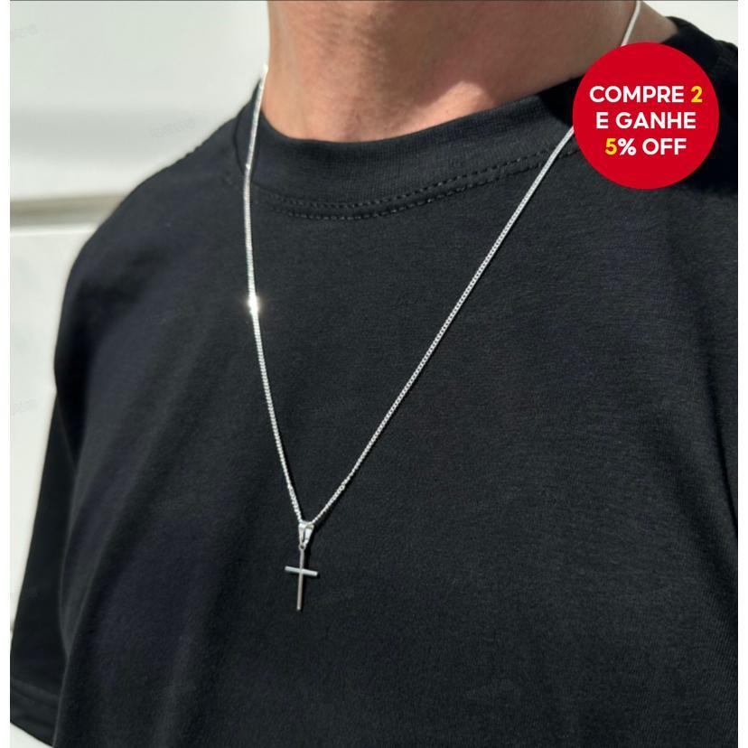 Colar de Pingente Cruz Minimalista Masculino, Joia Elegante para Qualquer Ocasião.