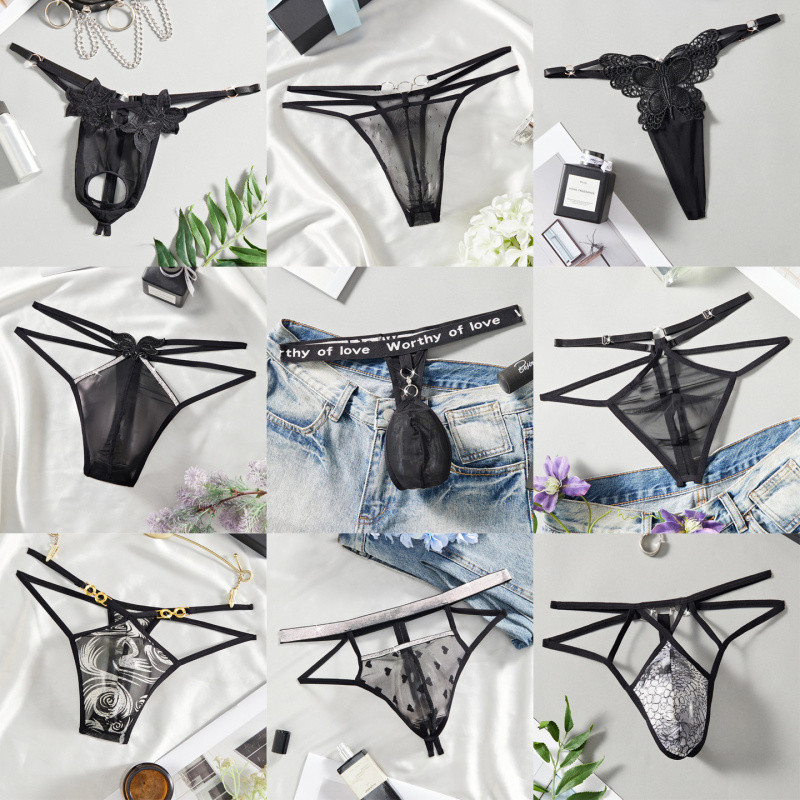 Masculino transparente gaze renda tanga bala separação cintura baixa oco respirável Close-Fitting renda roupa interior v