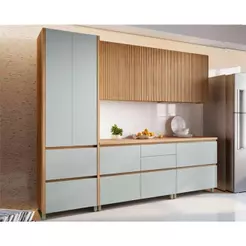 Kit de Cozinha Completa 5 Peças Rainha Gourmet (2Aéreos+2Balcões+1Paneleiro) C5P33 Nature/Verde - Nesher