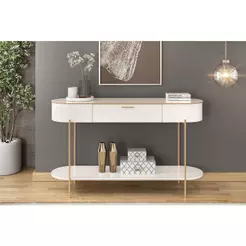 Aparador de Sala Jantar Caren c/ 1 Gaveta Off White/Off White - DJ Móveis