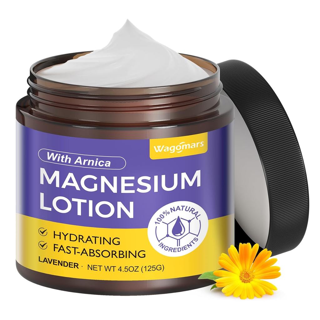 Loção Natural de Magnésio - Creme de Magnésio com Arnica, Manteiga de Karité e Óleo de Coco - Creme Hidratante para o Co