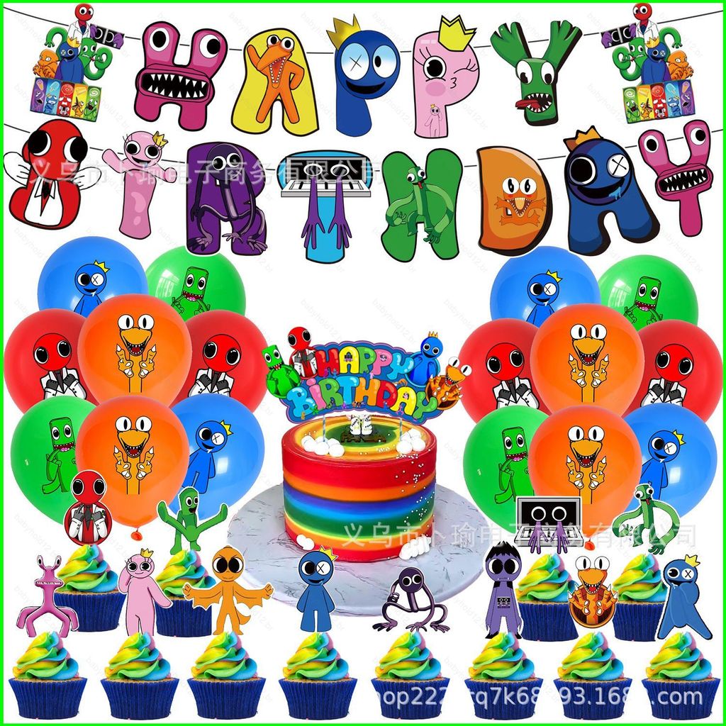 BB12 Rainbow Friends Tema Crianças Decorações De Festa De Aniversário banner Bolo topper Balão Pano De Fundo