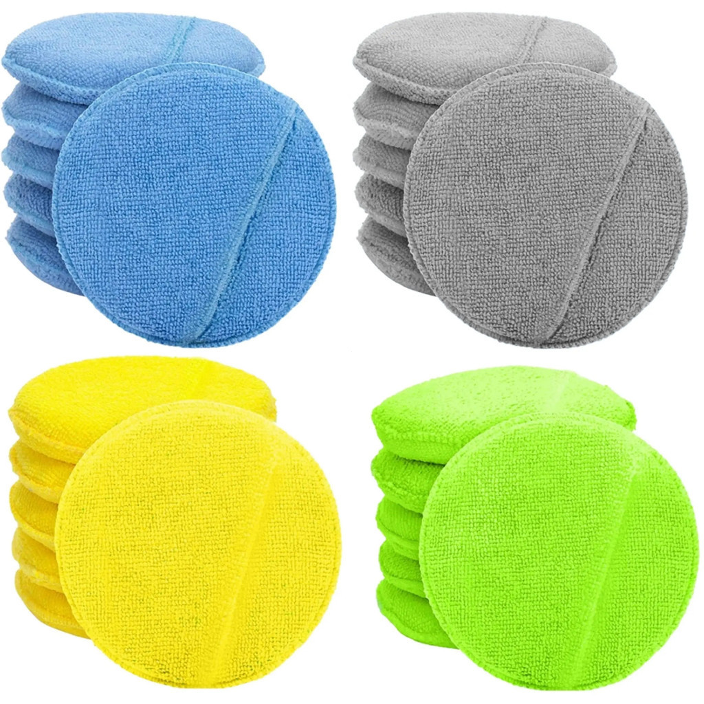 6 Peças de Almofadas Aplicadoras de Cera em Microfibra para Polimento e Detalhamento de Carros, Almofadas de Espuma para