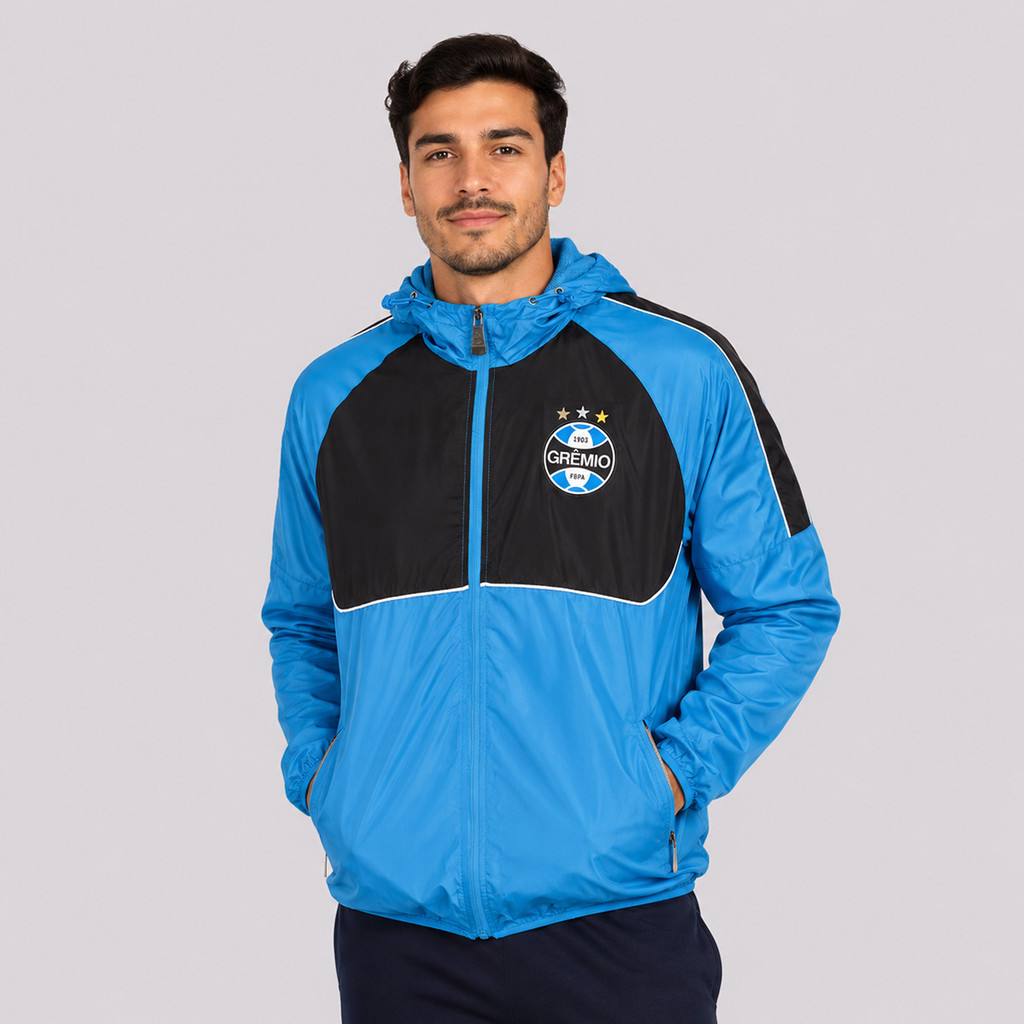 Jaqueta Grêmio Corta Vento Cutts Tricolor Azul