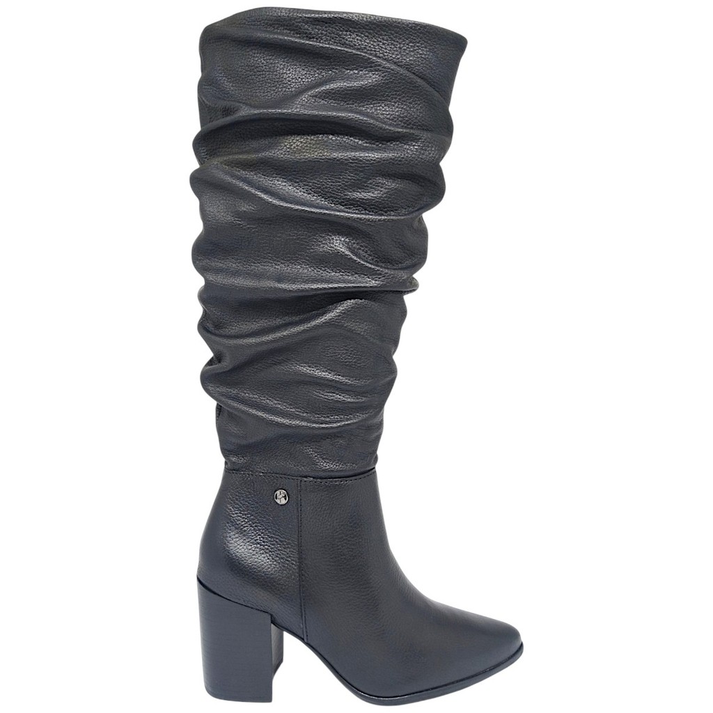 Bota Feminina Casual Dia a Dia Passeio Cano Alto Salto Bloco Em Couro Ultra Conforto Salto/Alta Bottero 377702