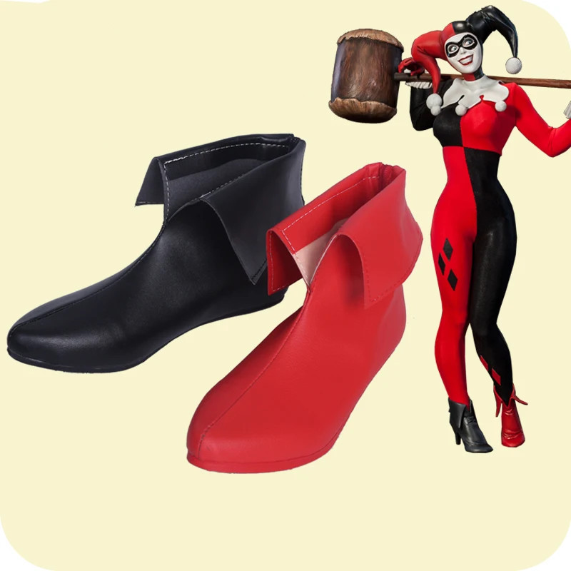 Arkham Cavaleiro Cosplay Quinn Botas Má Menina Sapatos De Couro Adulto Feminino Acessórios De Halloween Feito Sob Encome