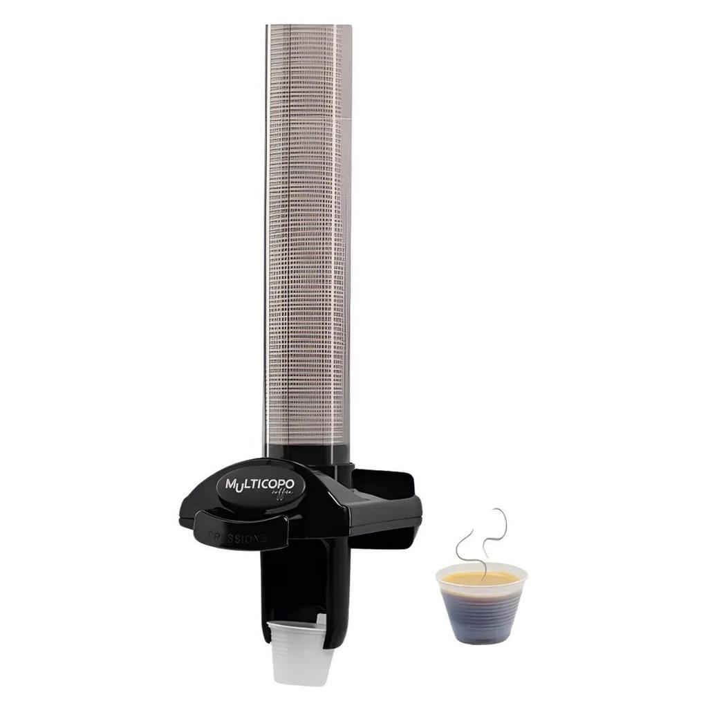 DISPENSER SUPORTE PORTA COPOS P/COPOS "CAFÉ" MULTICOPO NOBRE 50 a 80 ML - PRETO