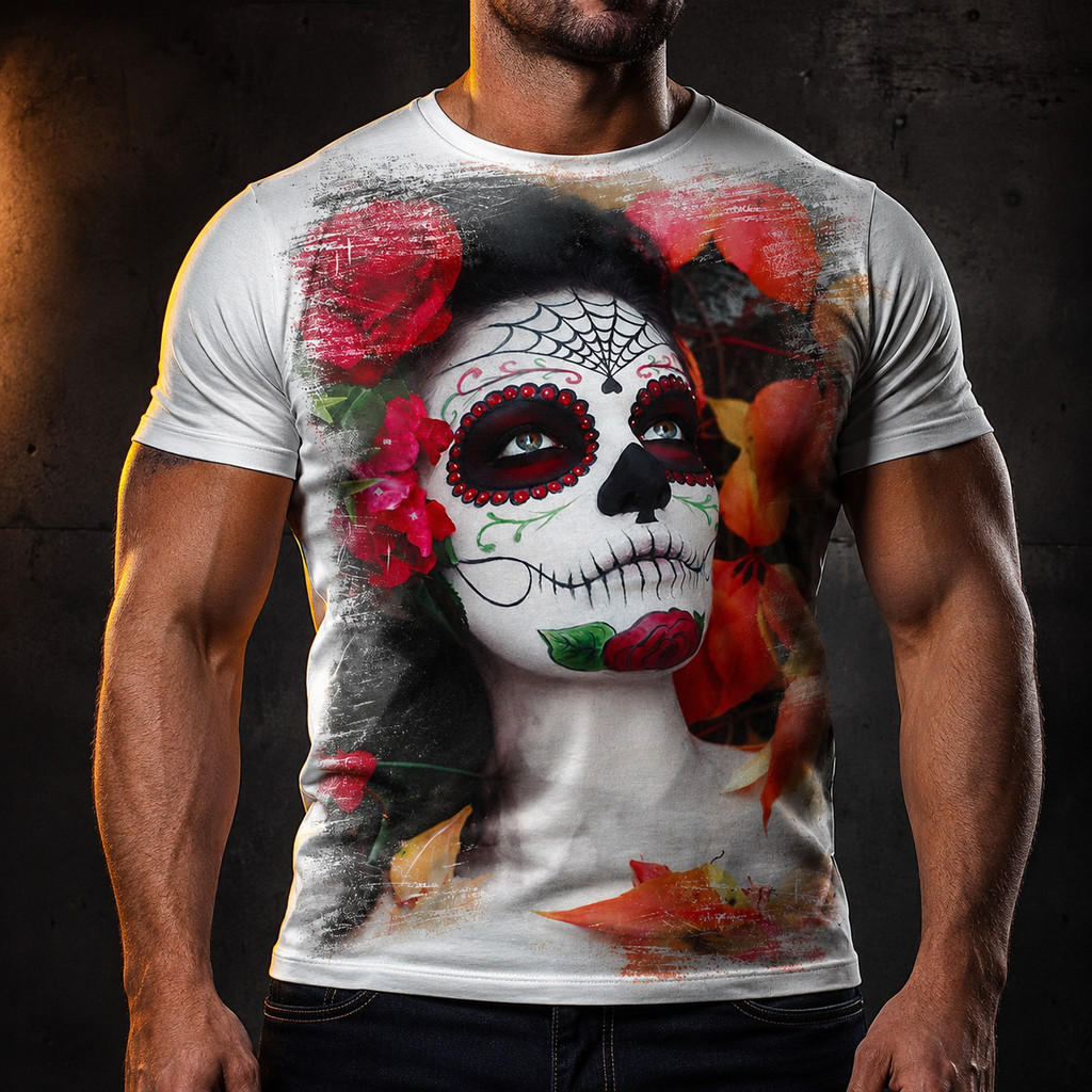 Camisa Camiseta Caveira Mexicana Florida Mulher Skull 50