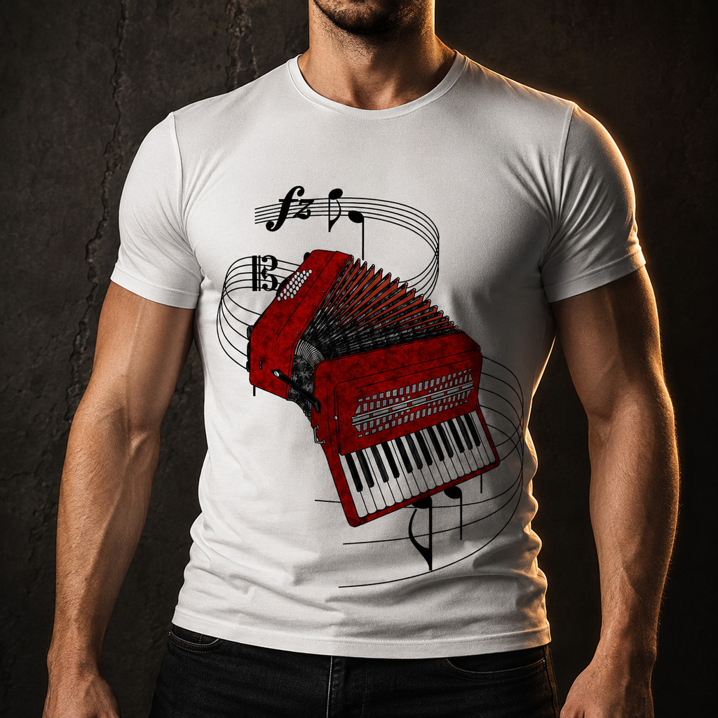 Camiseta Música Instrumento Acordeon Sanfona Ref 01 A
