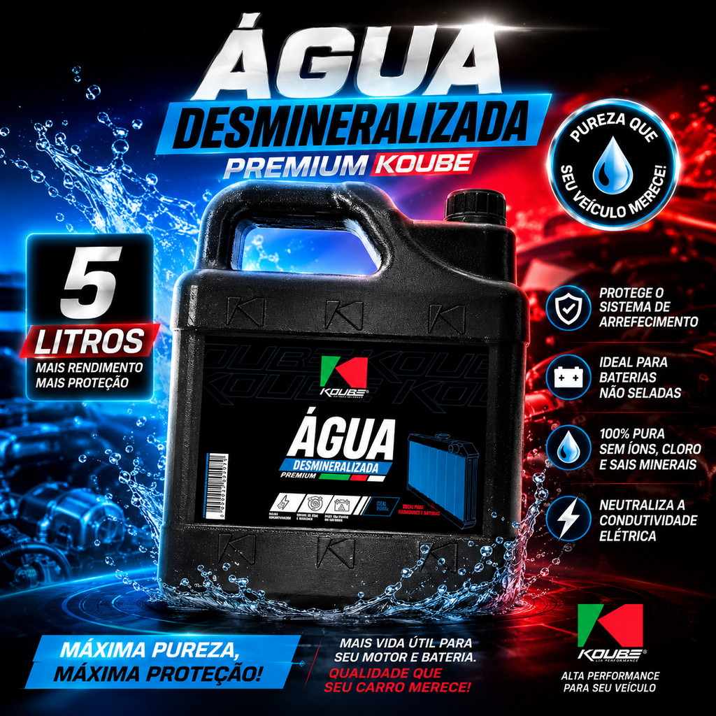 Agua Desmineralizada Para Radiador E Bateria Koube  Galão 5 Litros