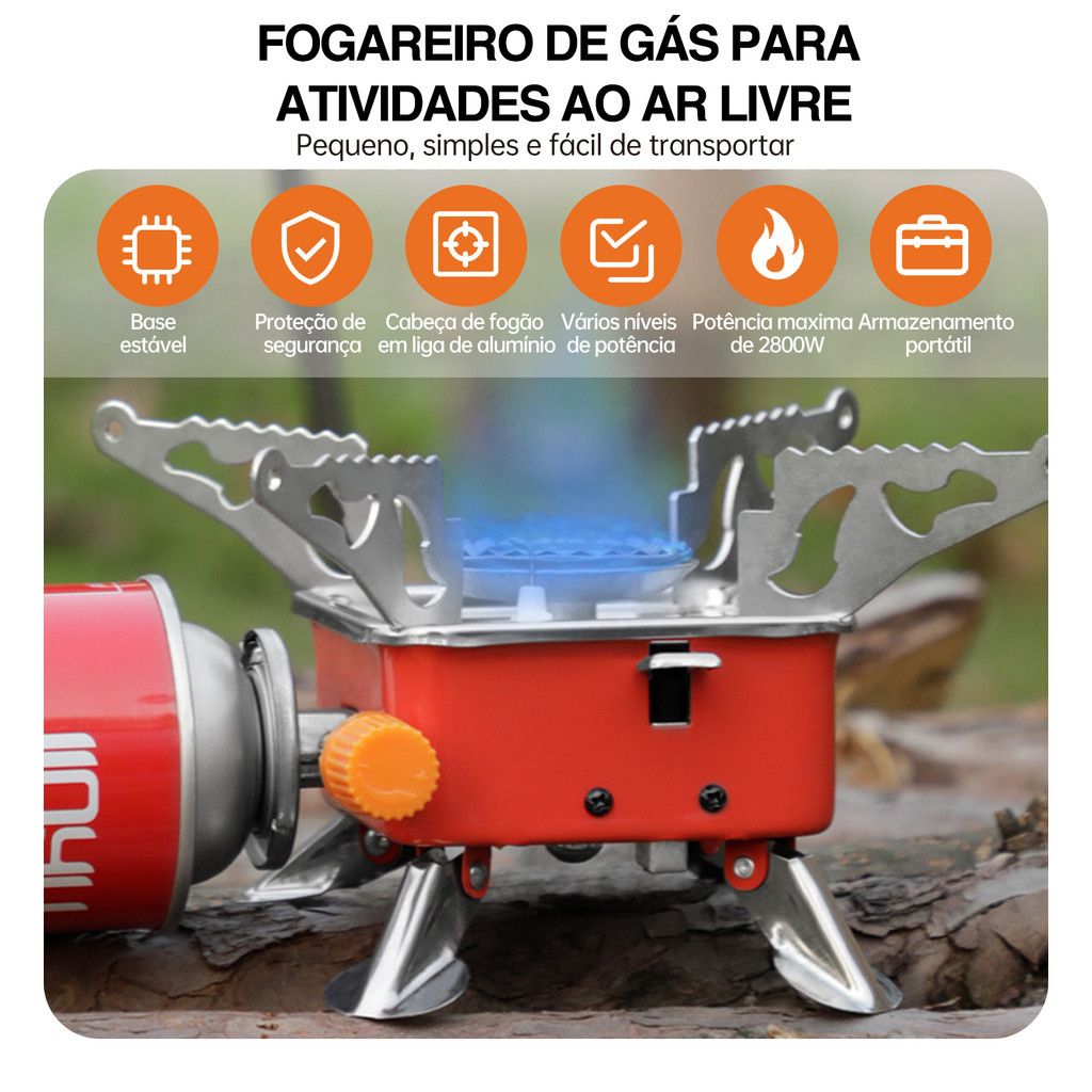 Fogareiro Portátil A Gás Acendimento Automático Camping Fogão Dobrável Maleta Trilha Pesca Acampamento Barato