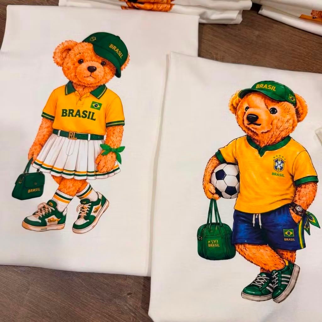 Camiseta Feminina Masculina Infantil Ursinhos do Brasil Blusa T-shirt Tendência Copa do Mundo Novidade Envio Rapido