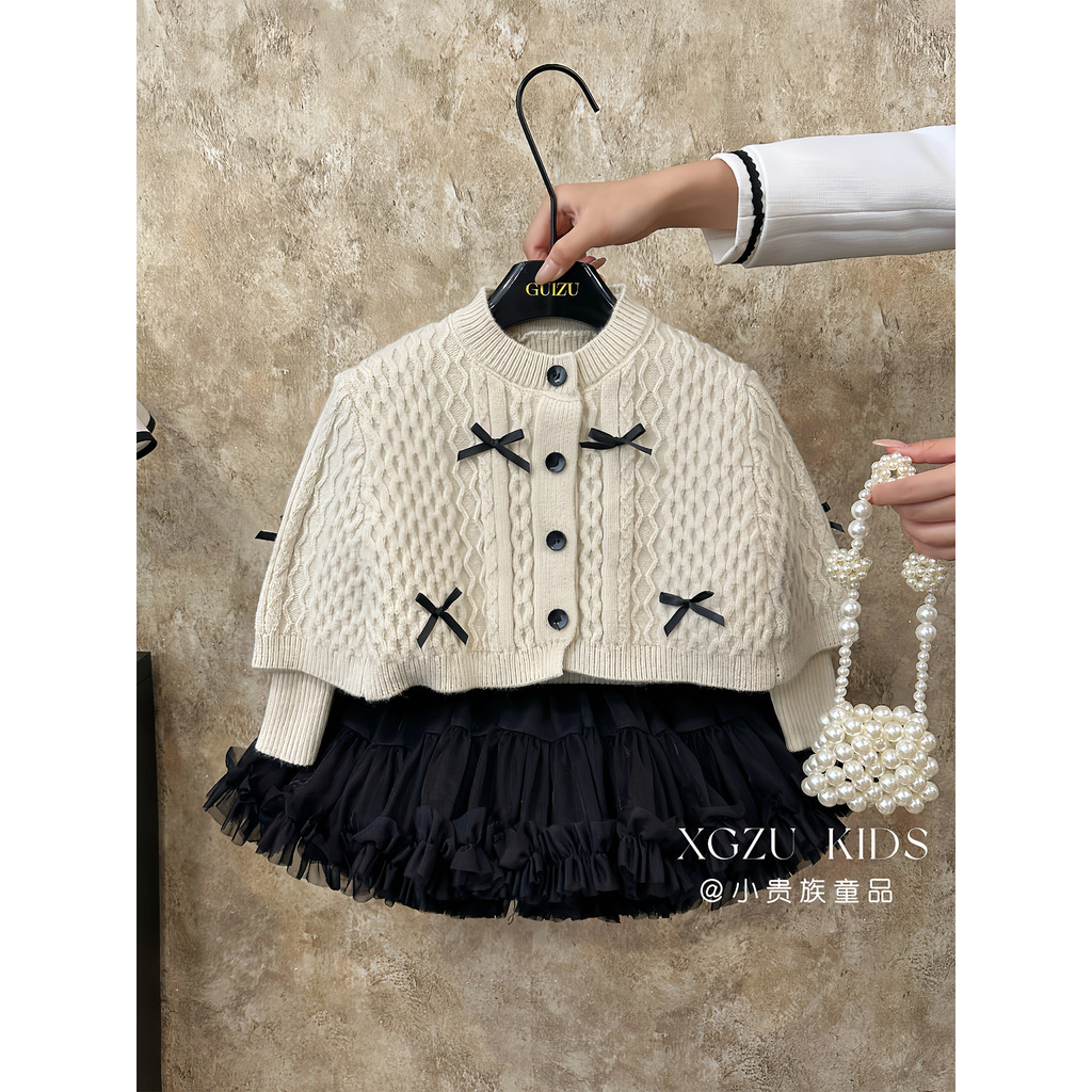 Meninas tutu saia terno roupas de outono 2026 novo estilo moda bebê coelho saia crianças moda camisola de malha jaqueta