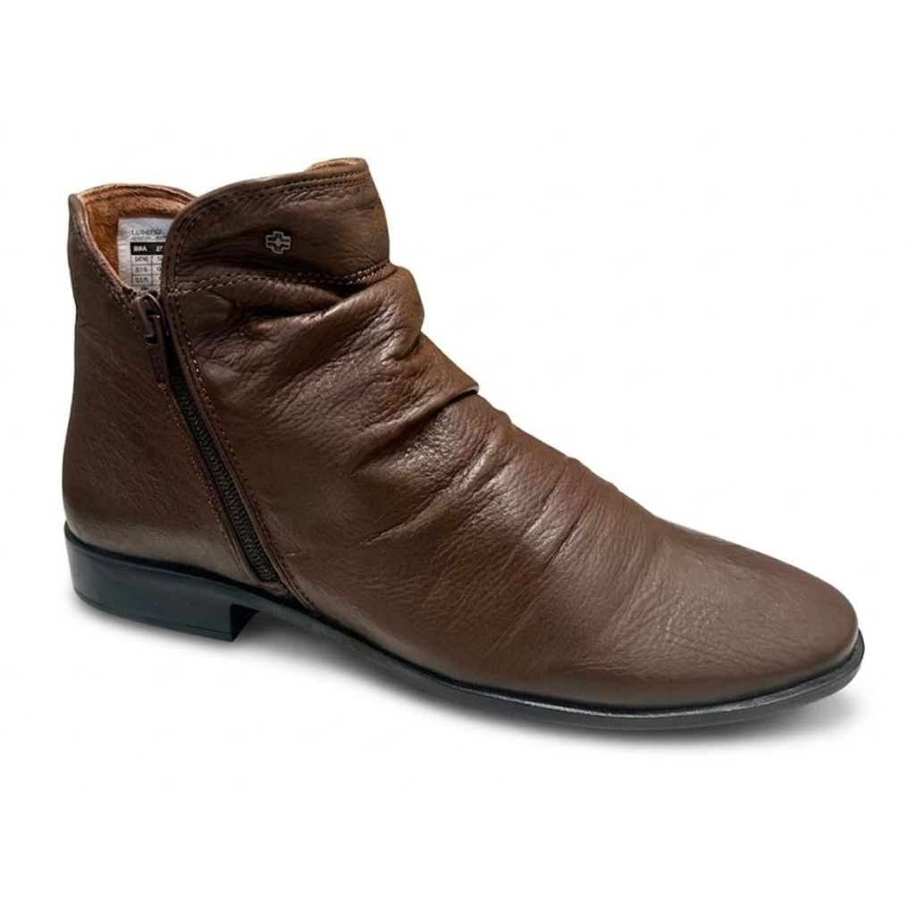 Bota Ankle Boot Casual Feminino Perlatto Couro Legitimo LUN679E Marrom