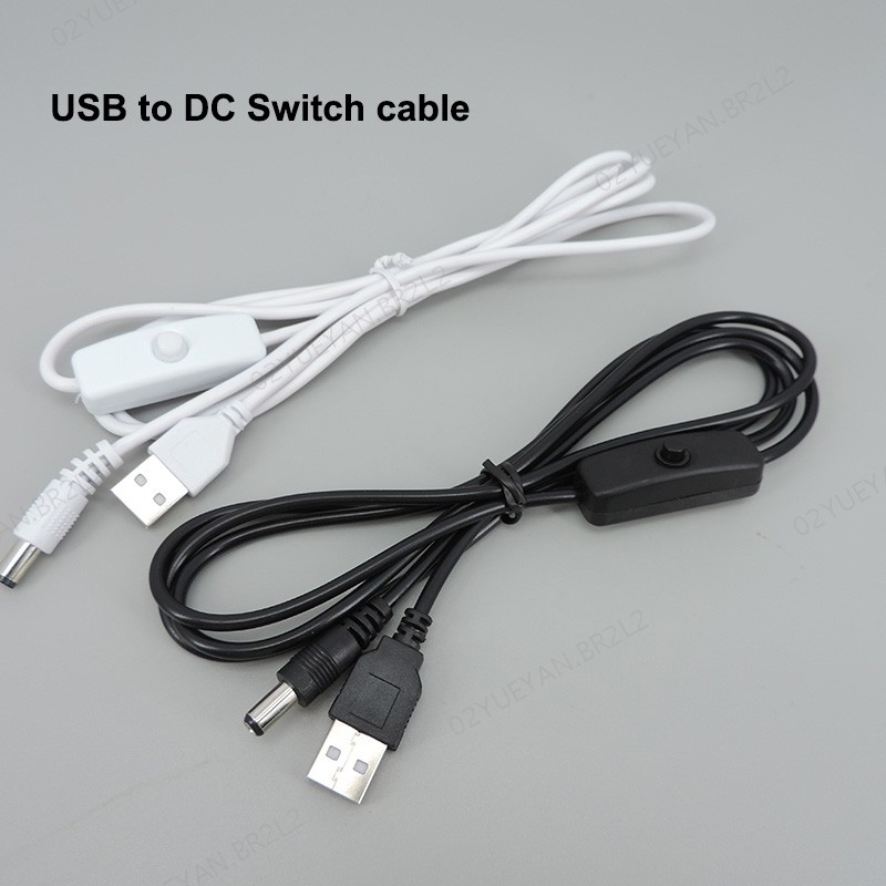 1.5m DC 5V USB Macho Para Fonte De Alimentação 5.5x2.1mm Cabo Liga/Desliga 501 Botão Interruptor Fio De Extensão De Carr