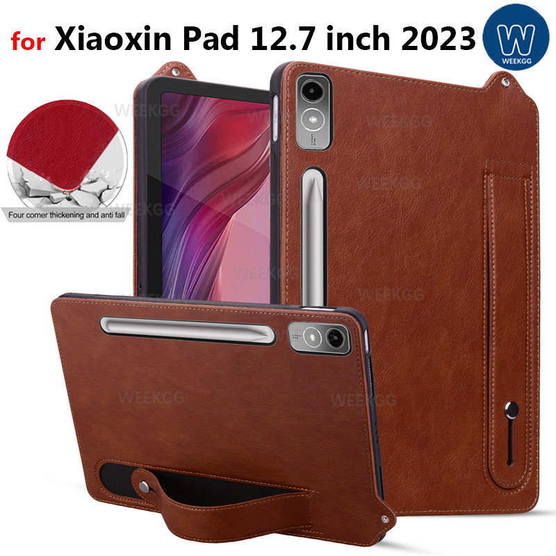 Invólucro Para Xiaoxin Pad 12.7 Polegada 2023 Lenovo Tab P12 12.7 " 2023 Tablet Retro Couro Do Plutônio