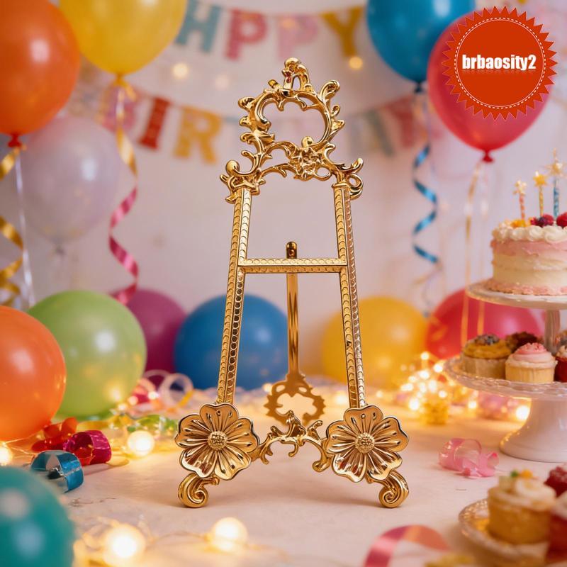 [Brbaosity2] Elegante Sinal De Casamento Cavalete Suporte Criativo Liga De Ouro Imagem Display Tripé Para Evento Festa O