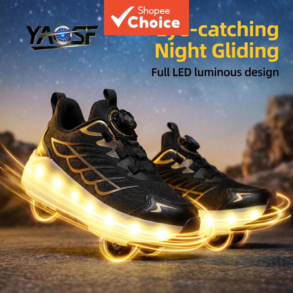 Tênis de rodinhas Heelys com luz piscante em 4 rodas para playground, caminhada casual, festas e entretenimento