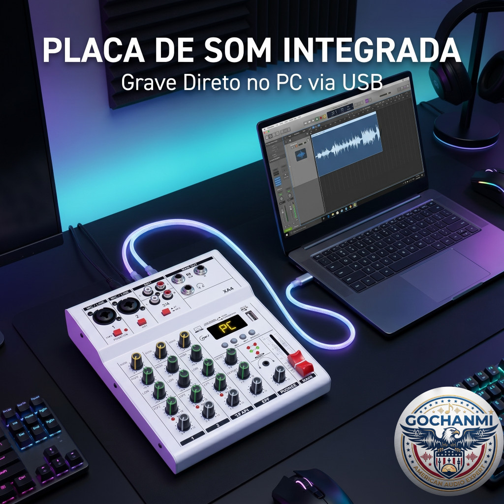 Interface de Áudio Mixer XA4 4 Canais USB Bluetooth Para Home Studio