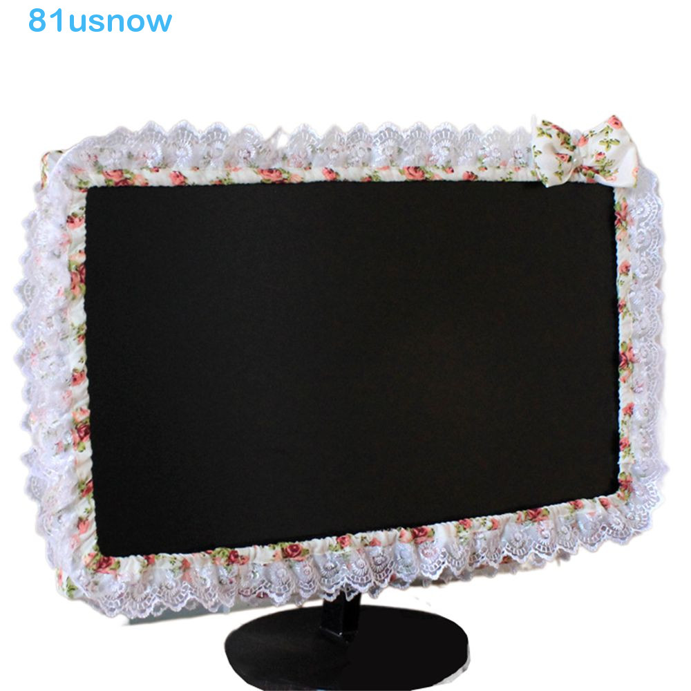 USNOW1 Capa Para Moldura De Computador , Tecido De Renda Rosa , Periféricos Com Laço , Tela De Monitor Fofa , Contra Poe