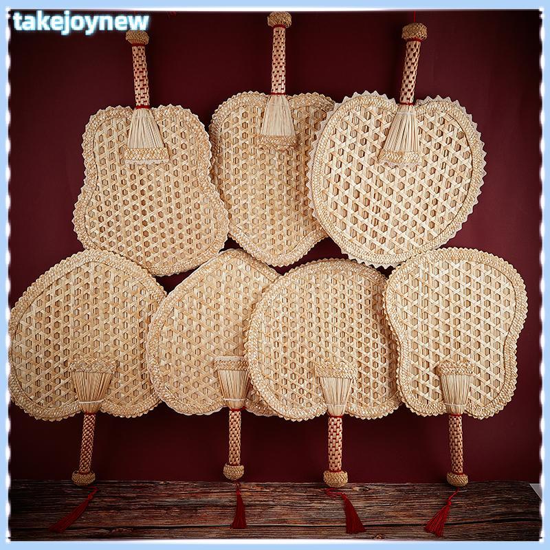 [takejoynewBR] Ventilador De Mão De Palha Tecido À , Verão Antigo , Natural , Ecologicamente Correto , Tbr