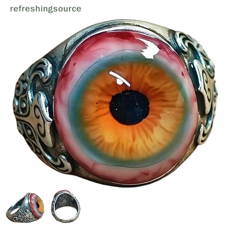 [T & B] Anel De Olho Da Cortina Mau Olhado Anéis De Design De Globo Ocular Realista Lore Escuro Do Véu Festa Joias Mascu