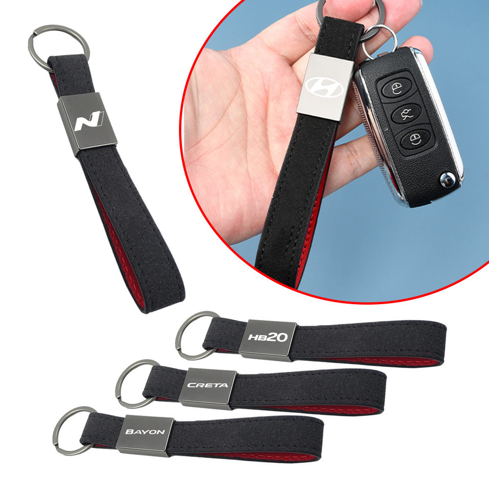 Alcantara Chaveiro De Carro Para Hyundai HB20 Creta Bayon Tucson Santa Fe Kona Elantra Ioniq 5 HB20X ix35 Acento Acessór