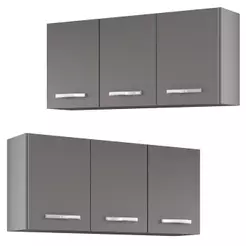 Armários de Cozinha Aéreo 3 Portas 120cm Kit 2 Honduras Cinza - Lumil