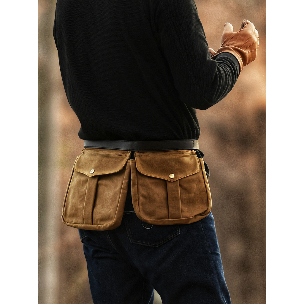 Réplica de lona de cera de óleo bolsa de cintura masculina multifuncional lona saco de ferramentas ao ar livre equipamen
