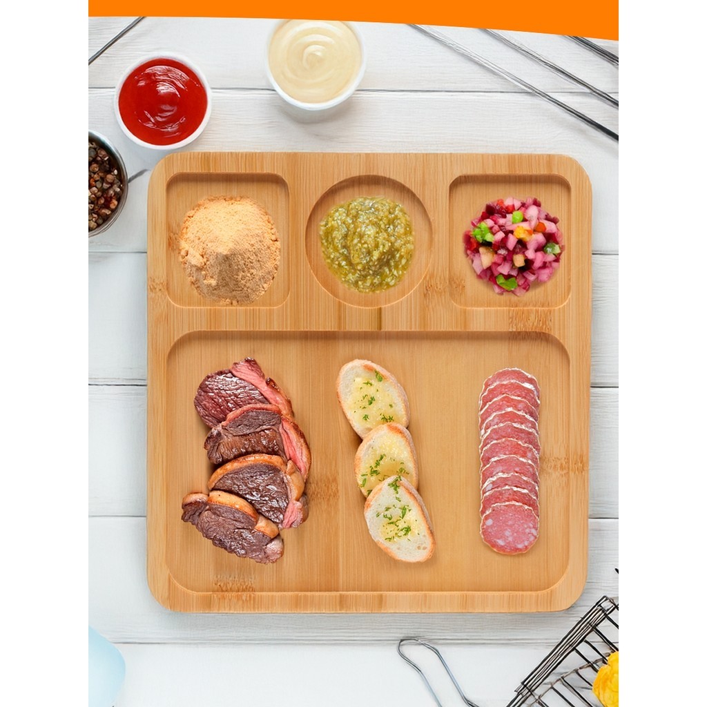 Petisqueira Retangular Gamela Tábua De Frios Em MDF 4 Divisórias Carnes Churrasco Petiscos