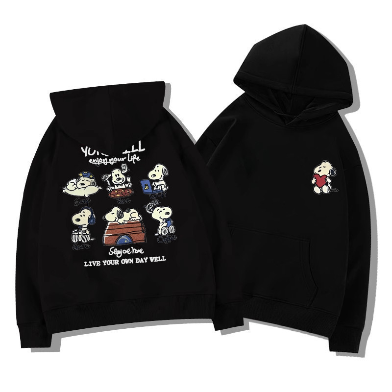 Moletom Canguru  Premium Algodão Confortável Infantil E Adulto Estampado Snoopy Atividades Unissex