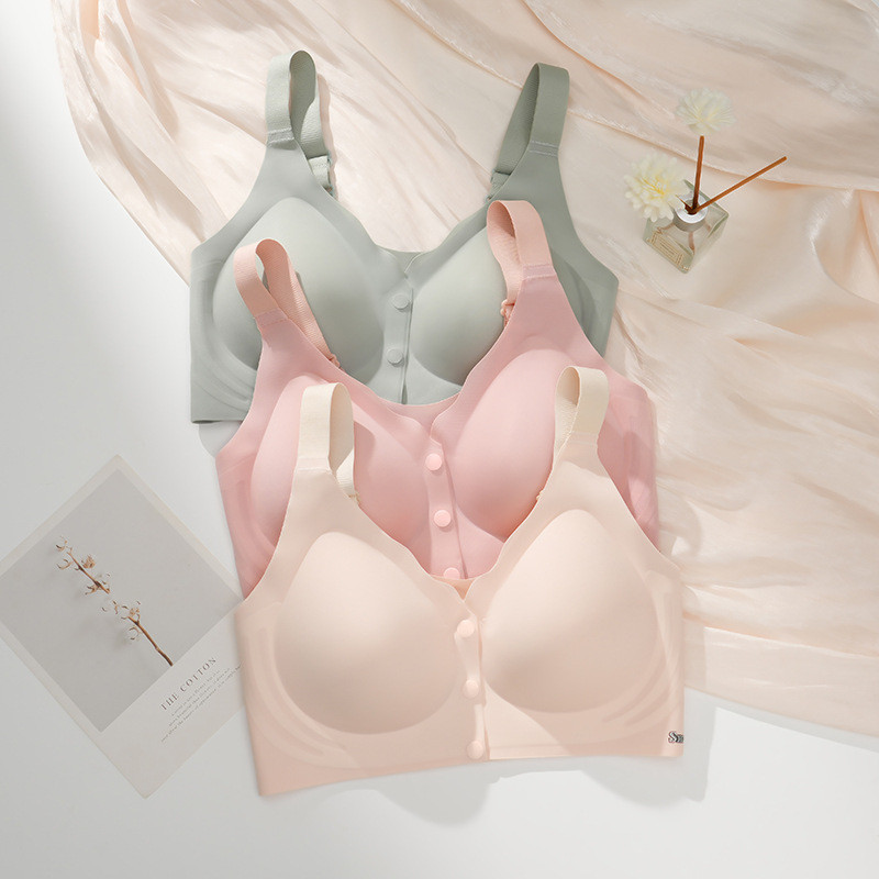 Fivela frontal roupa interior feminina grávida amamentação Plus Size sutiã sem costura tira de borracha macia colete est