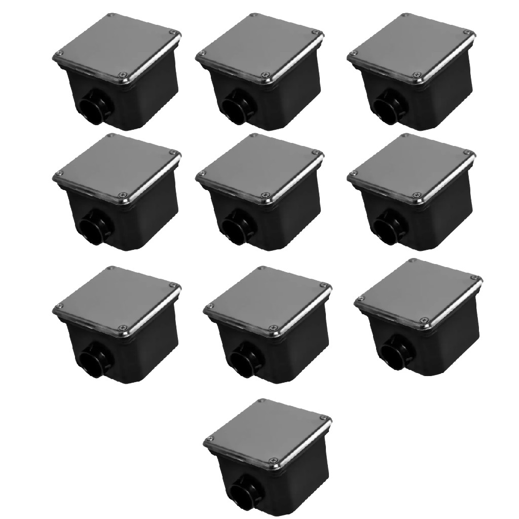 Kit 10 Caixa De Passagem Piscina Tampa Inox Prolongador