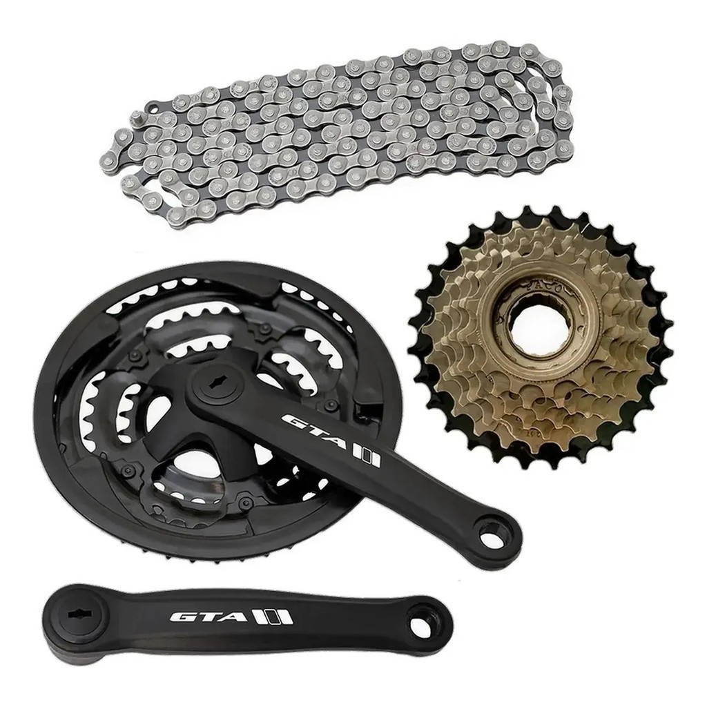 Kit Transmissão Bike 21 Marchas - Pedivela Reduzido 42 Dentes, Roda Livre Catraca 7v e Corrente Tec