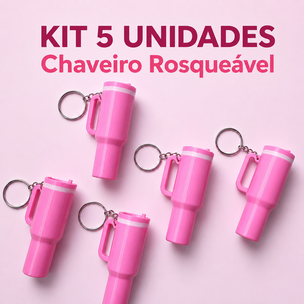 Kit 5 Mini Copinho Rosqueável Chaveiro Porta Objetos Pequenos