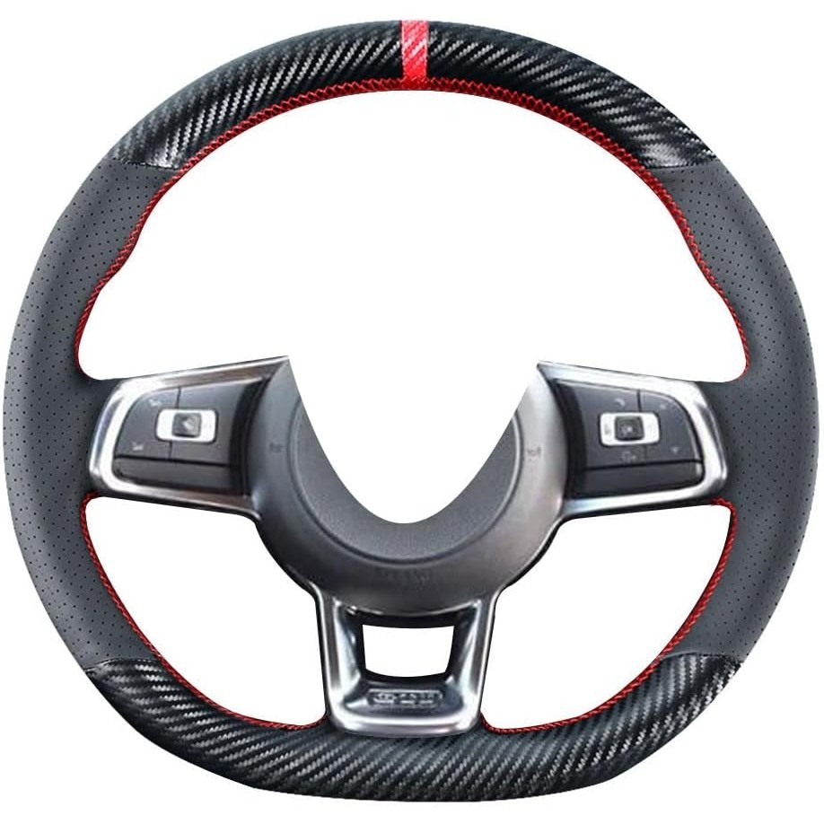 Capa De Volante De Fibra De Carbono Com Costura DIY Para Volkswagen VW Golf GTI 7 MK7 R Jetta 2.0T GLI 2015 2016 2017 20