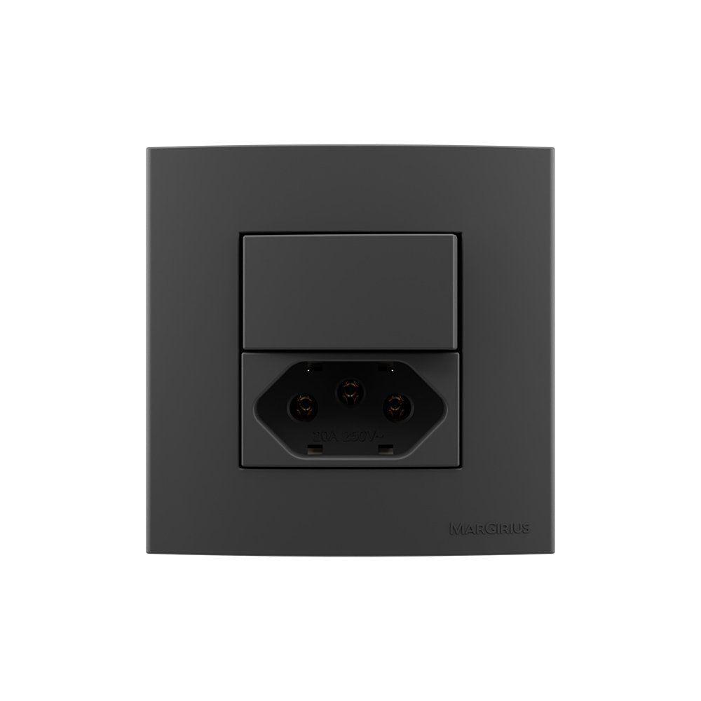Placa Para Móveis 80x80 Com Interruptor Paralelo 10a E Tomada 2p+t 20a Margirius Sleek Colors