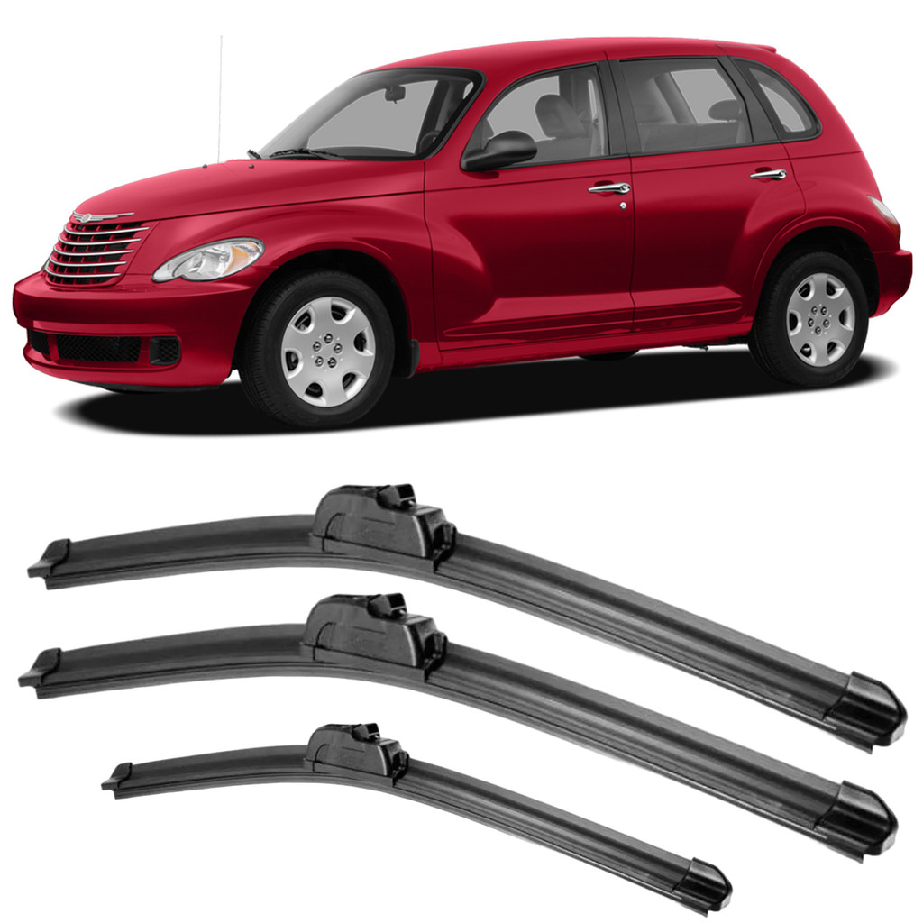 Kit Palhetas Limpador Parabrisa + Traseiro Chrysler PT Cruiser 2000 a 2010