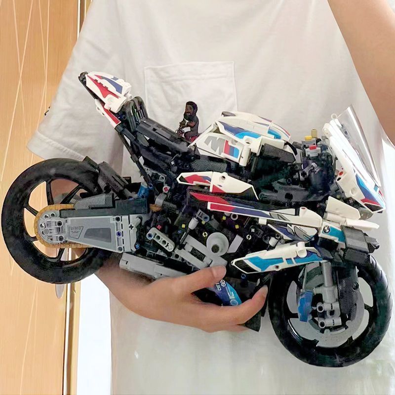 Compatível com blocos de montar, conjunto mecânico de motocicleta BMW, brinquedo educativo para adultos, presente de ani