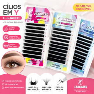 Cílios Lakanaku Fio a Fio U, YY, W 3D 4D 5D – Extensão de Cílios Profissional Lash