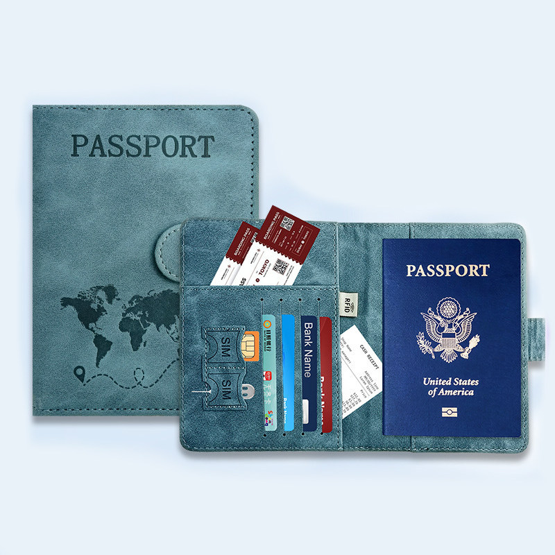 Couro pele-pense dourado passaporte capa protetora livro fivela de ferragem costura saco de passaporte couro do plutônio